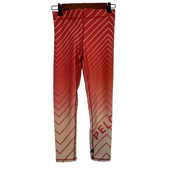 Peloton X Terez Women's  Leggings S Red Orange Ombre Striped Spell Out - Picture 3 of 10